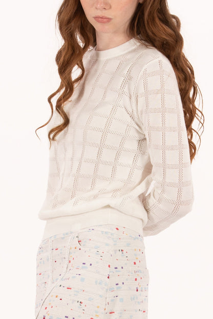 Pointelle Crew Neck Sweater