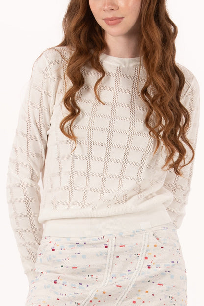 Pointelle Crew Neck Sweater