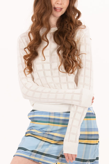 Pointelle Crew Neck Sweater