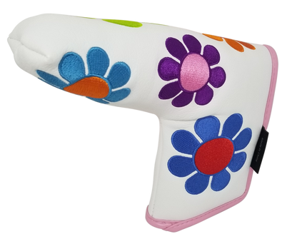 Flower Power Embroidered Blade Putter Cover (White) by ReadyGOLF