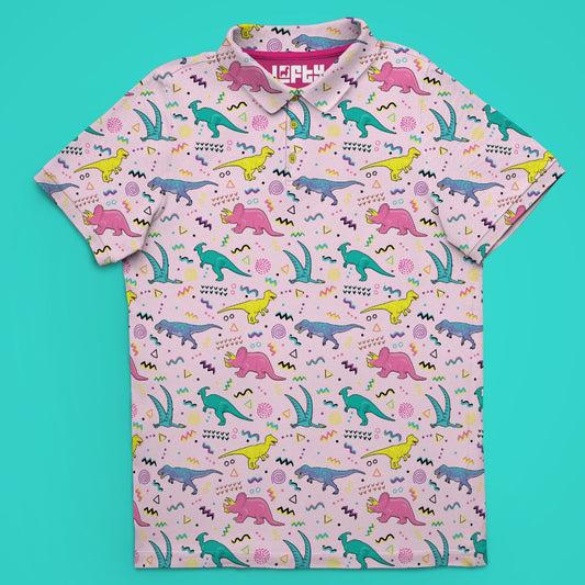 Jurassic Par | Funny Retro Dinosaur Golf Polo for Men (ATHLETIC FIT)