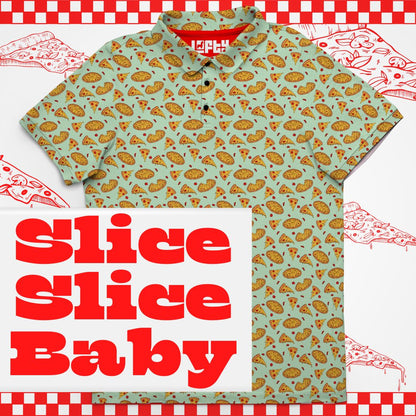 Slice Slice Baby | Funny Pizza Golf Polo for Men