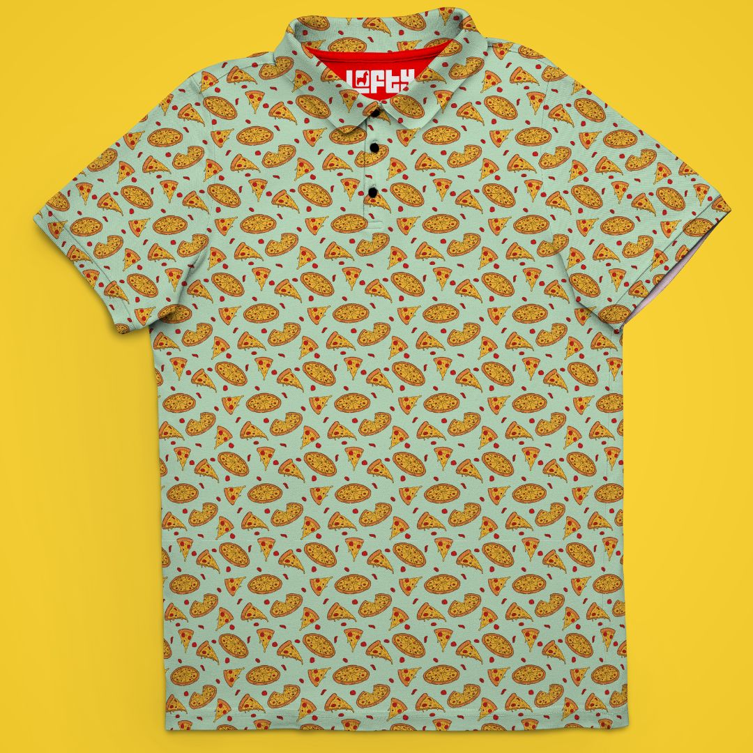 Slice Slice Baby | Funny Pizza Golf Polo for Men