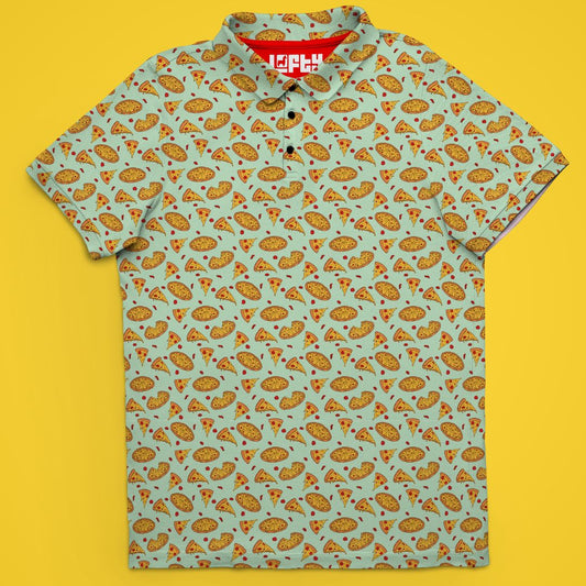 Slice Slice Baby | Funny Pizza Golf Polo for Men
