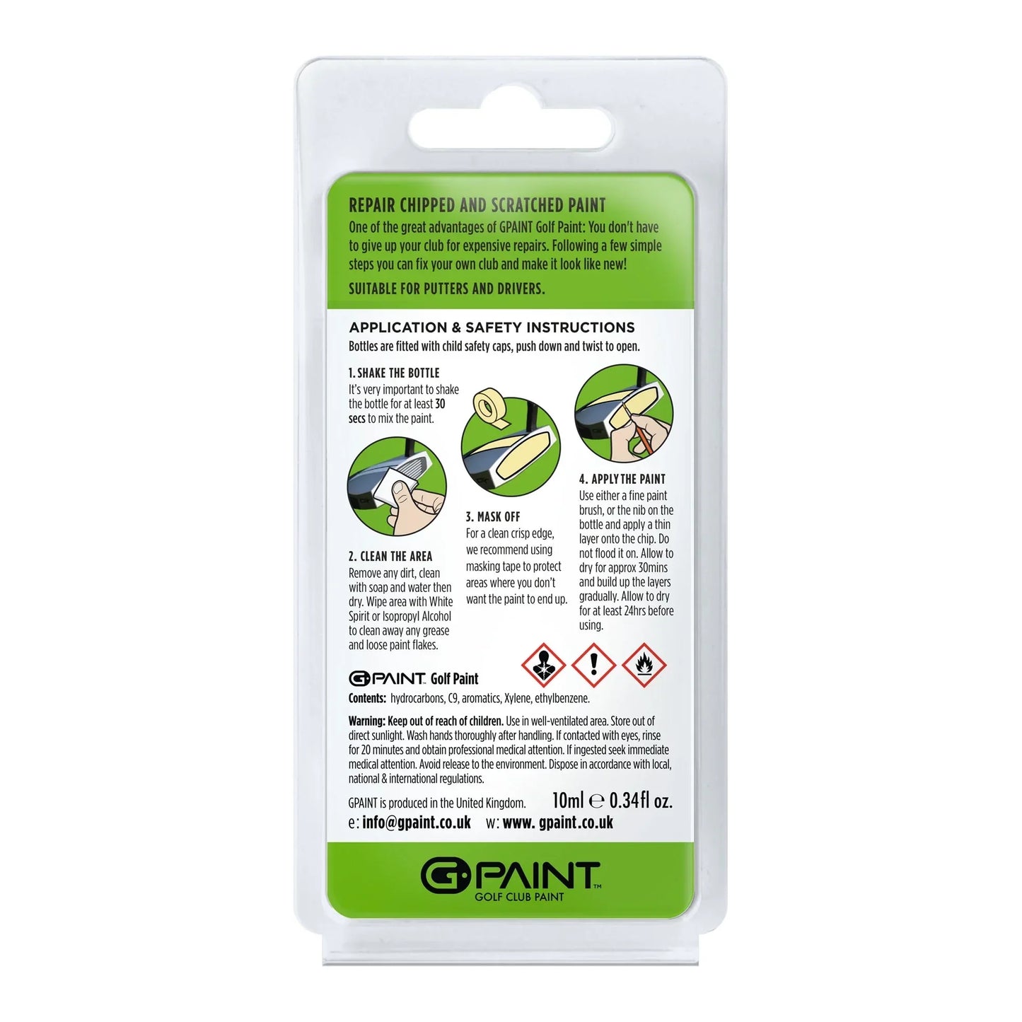 GPaint Golf Club Touch Up Paint - Odyssey Jailbird - White - AI One Putter