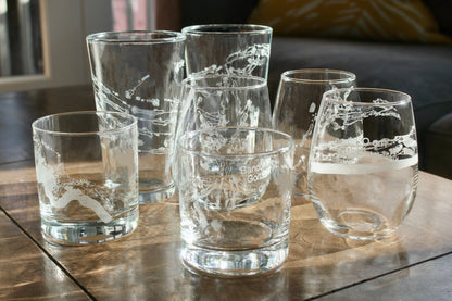 Custom Golf Course Map - Laser Engraved Glasses - SET of 4