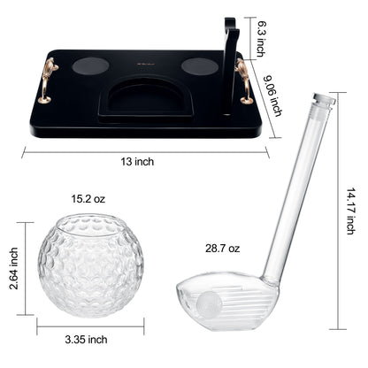 Golf Club Whiskey Decanter and 2 Liquor Glasses - 29 OZ Decanter & 15 OZ Glass Set - Golf Stick Gifts for Men, Unique Liquor Decanter Set - Bourbon, Scotch Decanter for Alcohol, Golfer Gifts for Dad