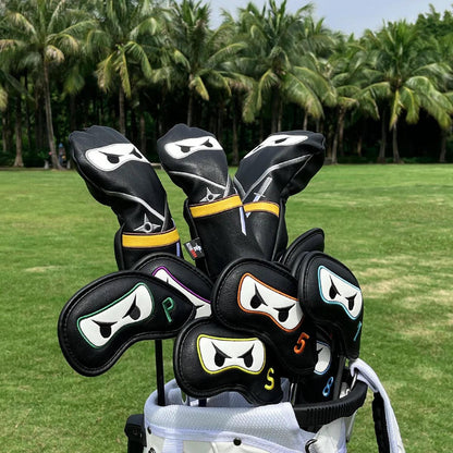 Ninja Golf Club Headcover Set - Driver Headcover, Hybrid Headcover, Fairway Headcover, Iron Covers, Mallet & Blade