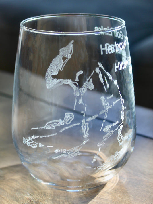 Harbour Town Golf Links - Laser Engraved Golf Course Map Glasses