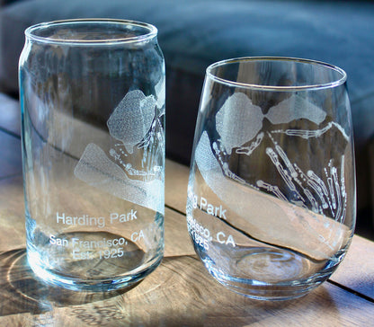 Harding Park Golf Course - Laser Engraved Course Map Glasses