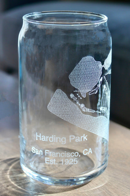 Harding Park Golf Course - Laser Engraved Course Map Glasses