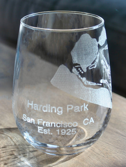 Harding Park Golf Course - Laser Engraved Course Map Glasses