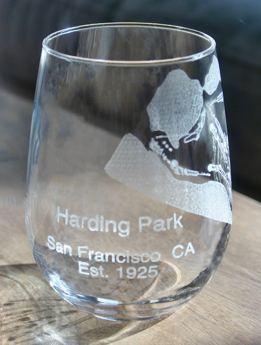 Harding Park Golf Course - Laser Engraved Course Map Glasses