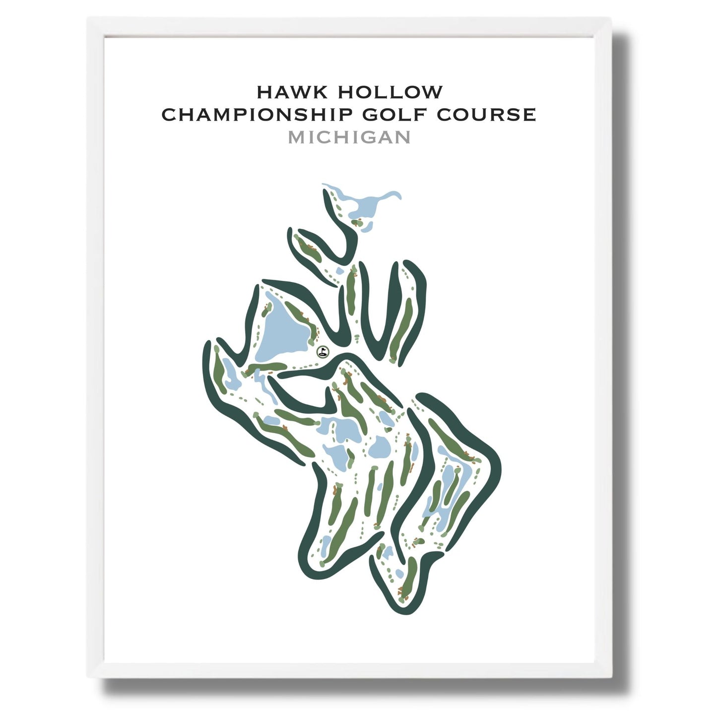 Hawk Hollow Championship Golf Course, Michigan - Printed Golf Courses