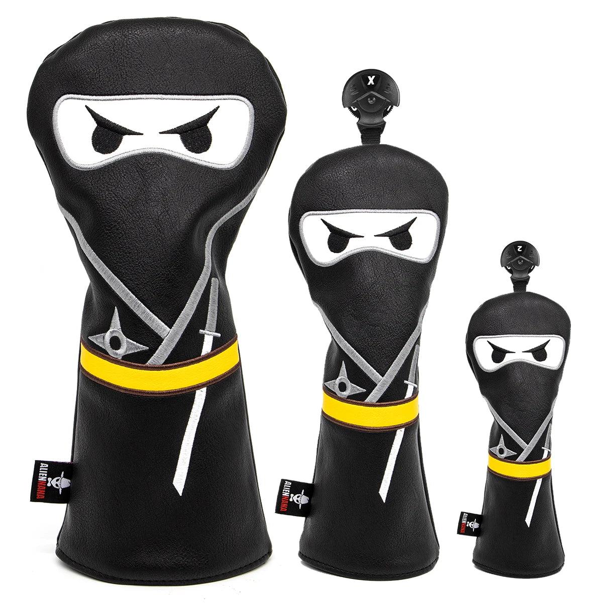 Ninja Golf Club Headcover Set - Driver Headcover, Hybrid Headcover, Fairway Headcover, Iron Covers, Mallet & Blade