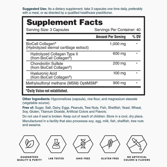 Nature's Lab Hyaluronic Acid with BioCell Collagen® & OptiMSM® - 120 Capsules
