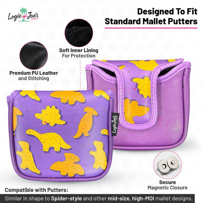 Dino Nugget Mallet Putter Headcover | Magnetic Golf Head Cover | Premium Synthetic Leather | Fits Standard Mallet Putters