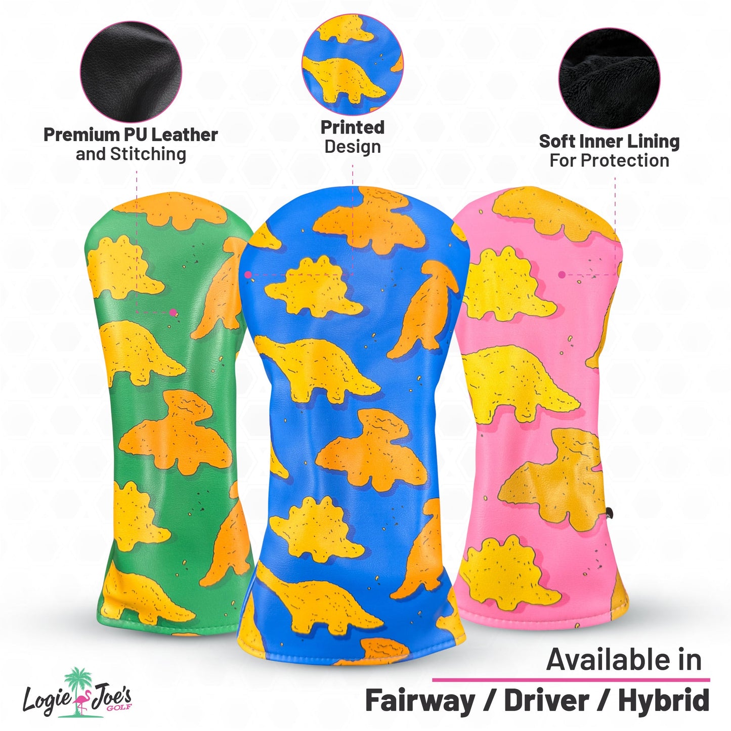 Dino Nugget Driver Headcover | Premium Golf Driver Cover | Soft Protective Lining | Durable Synthetic Leather