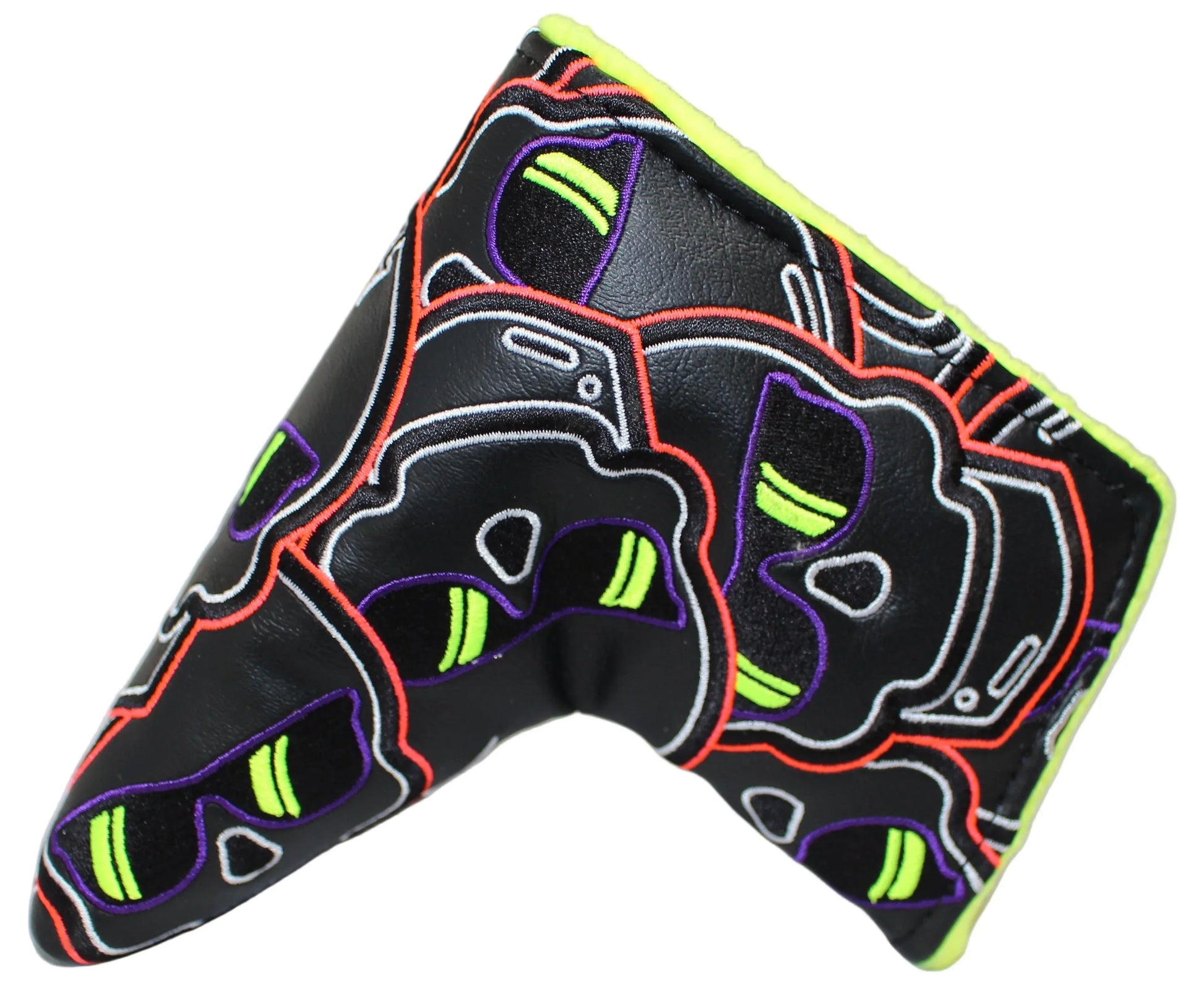 Swag Golf - Stacked Skull Golf Eclipse Black & Yellow Multicolor Blade Putter Headcover - GOLF LEAGUE