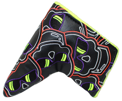 Swag Golf - Stacked Skull Golf Eclipse Black & Yellow Multicolor Blade Putter Headcover - GOLF LEAGUE