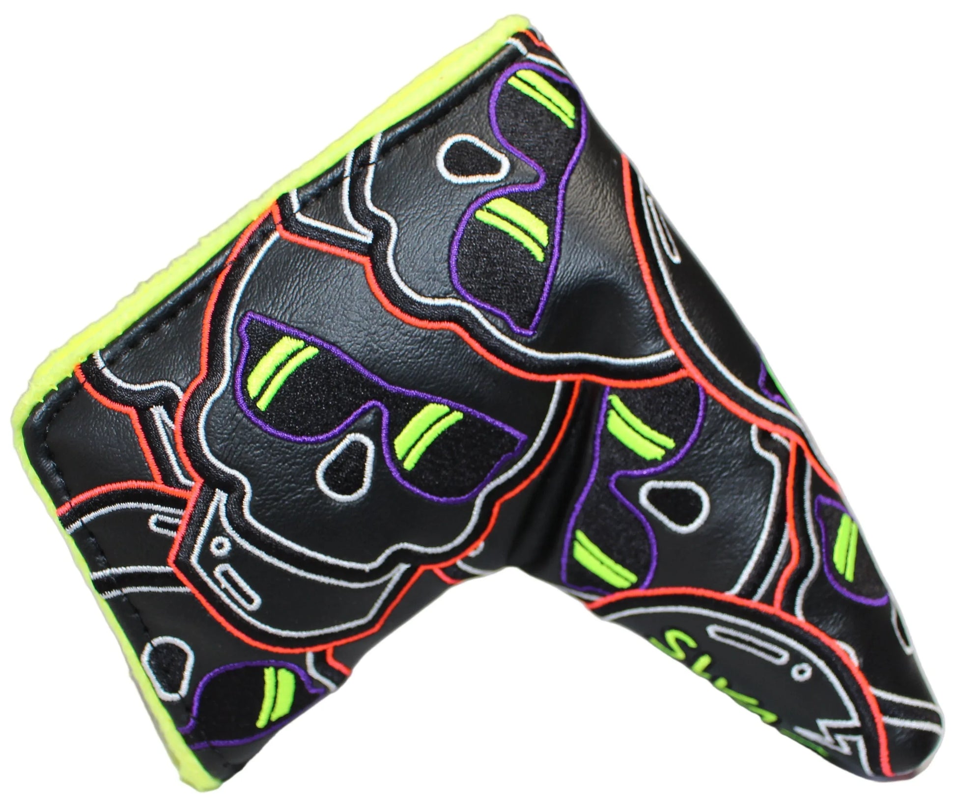 Swag Golf - Stacked Skull Golf Eclipse Black & Yellow Multicolor Blade Putter Headcover - GOLF LEAGUE