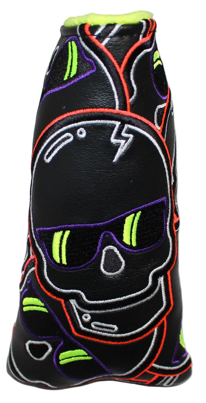 Swag Golf - Stacked Skull Golf Eclipse Black & Yellow Multicolor Blade Putter Headcover - GOLF LEAGUE
