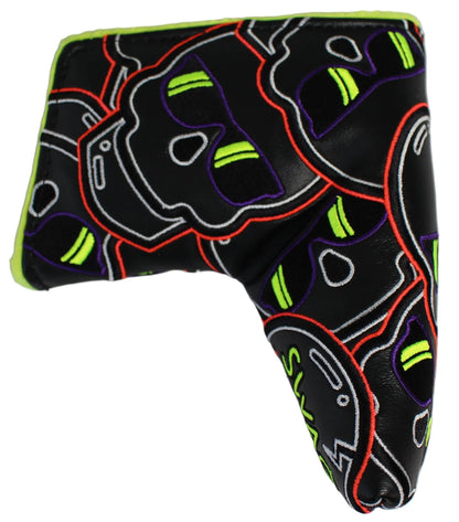 Swag Golf - Stacked Skull Golf Eclipse Black & Yellow Multicolor Blade Putter Headcover - GOLF LEAGUE