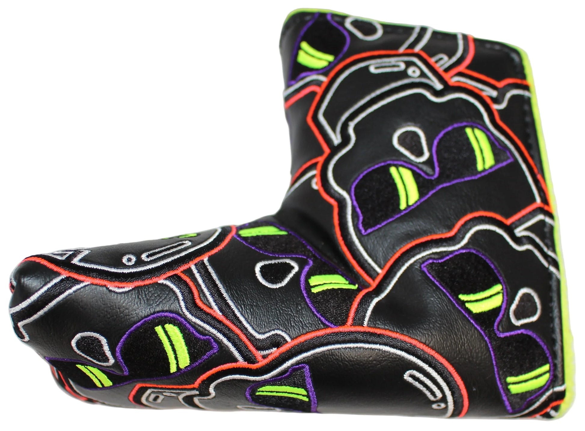 Swag Golf - Stacked Skull Golf Eclipse Black & Yellow Multicolor Blade Putter Headcover - GOLF LEAGUE