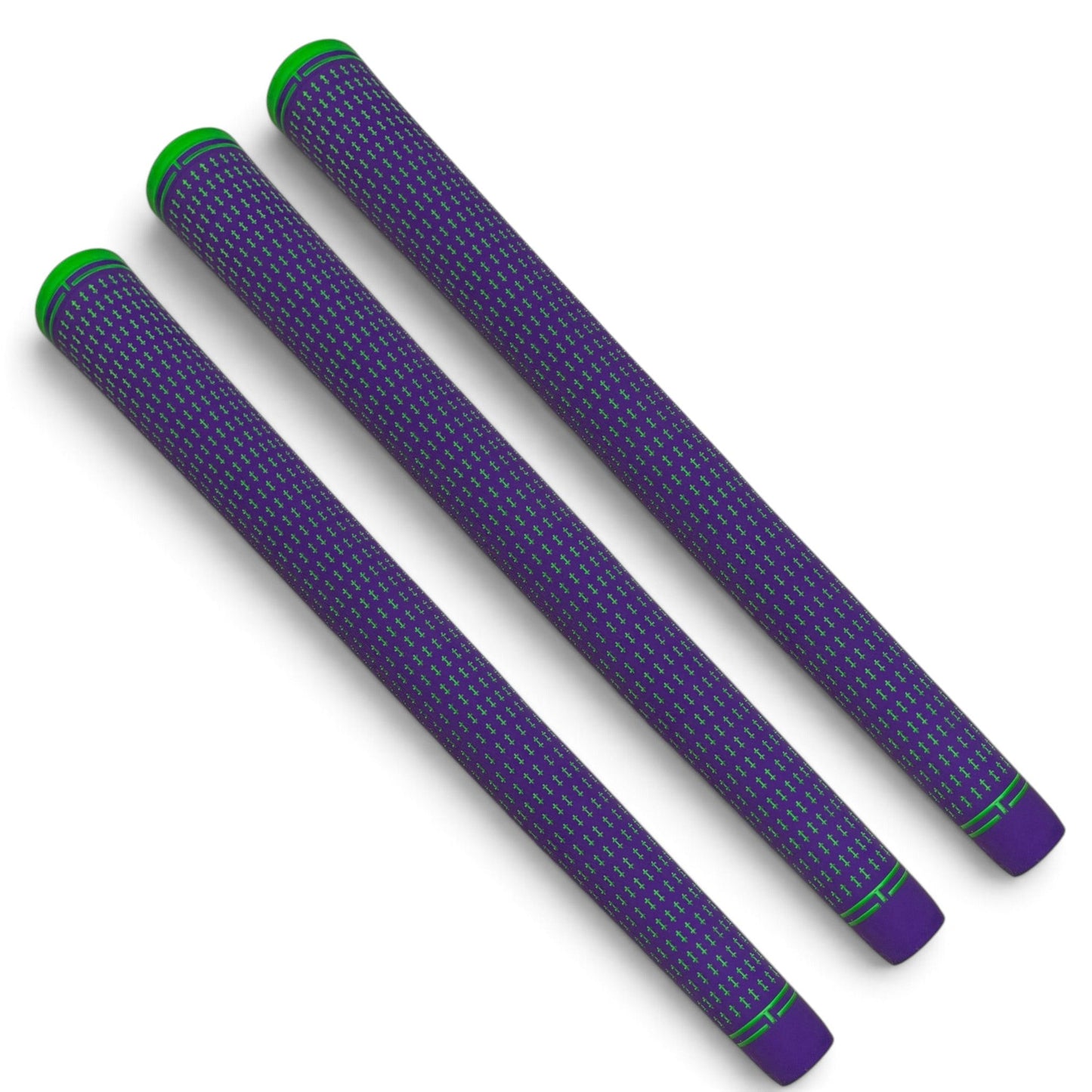 360 Golf Grips | 3 Pack Purple/Green | Standard, Mid, Jumbo | High-Traction Rubber Grip