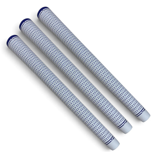 360 Golf Grips | 3 Pack White/Blue | Standard, Mid, Jumbo | High-Traction Rubber Grip
