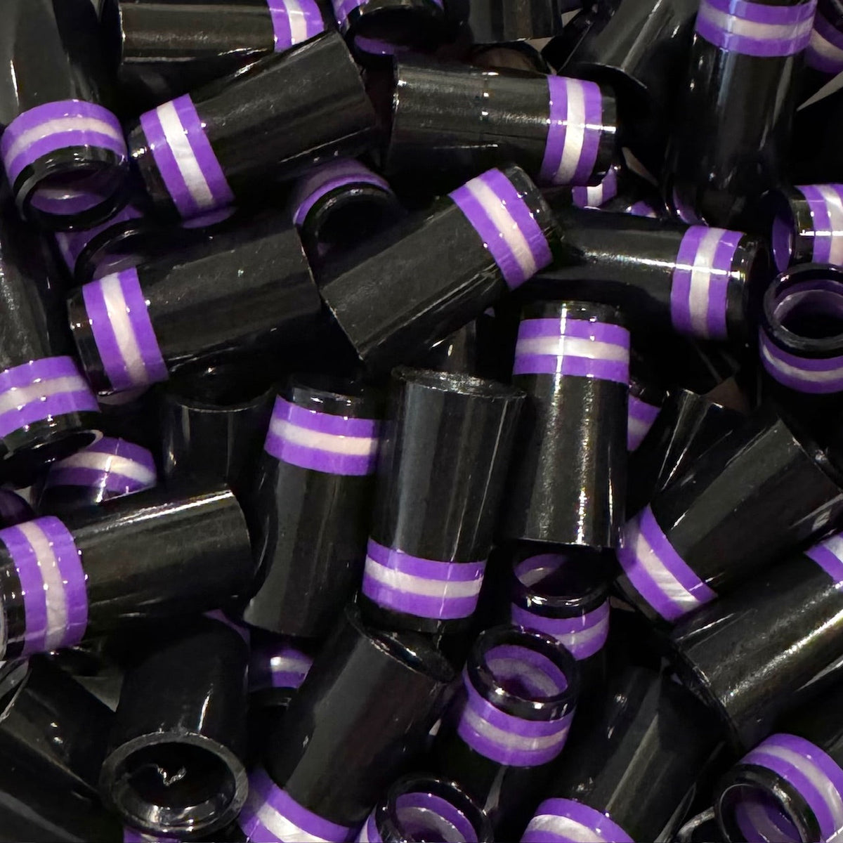 Premium Quality Iron Ferrules Black w/ Purple & Silver Rings 1”