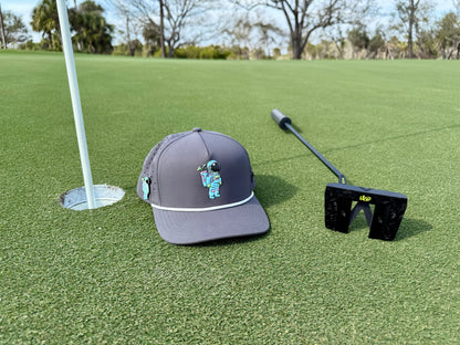 Youth Astronaut Walker Golf Hat | Snapback Cap | Built-in Magnetic Ball Marker Holder + Marker Included | Adjustable Gray | Kids