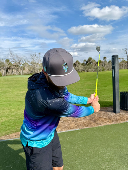 Astronaut Walker Golf Hat | Snapback Cap | Built-in Magnetic Ball Marker Holder + Marker Included | Adjustable Gray