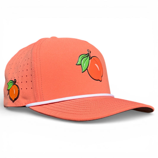 Just Peachy Golf Hat | Snapback Cap | Built-in Magnetic Ball Marker Holder + Marker Included | Adjustable Peach