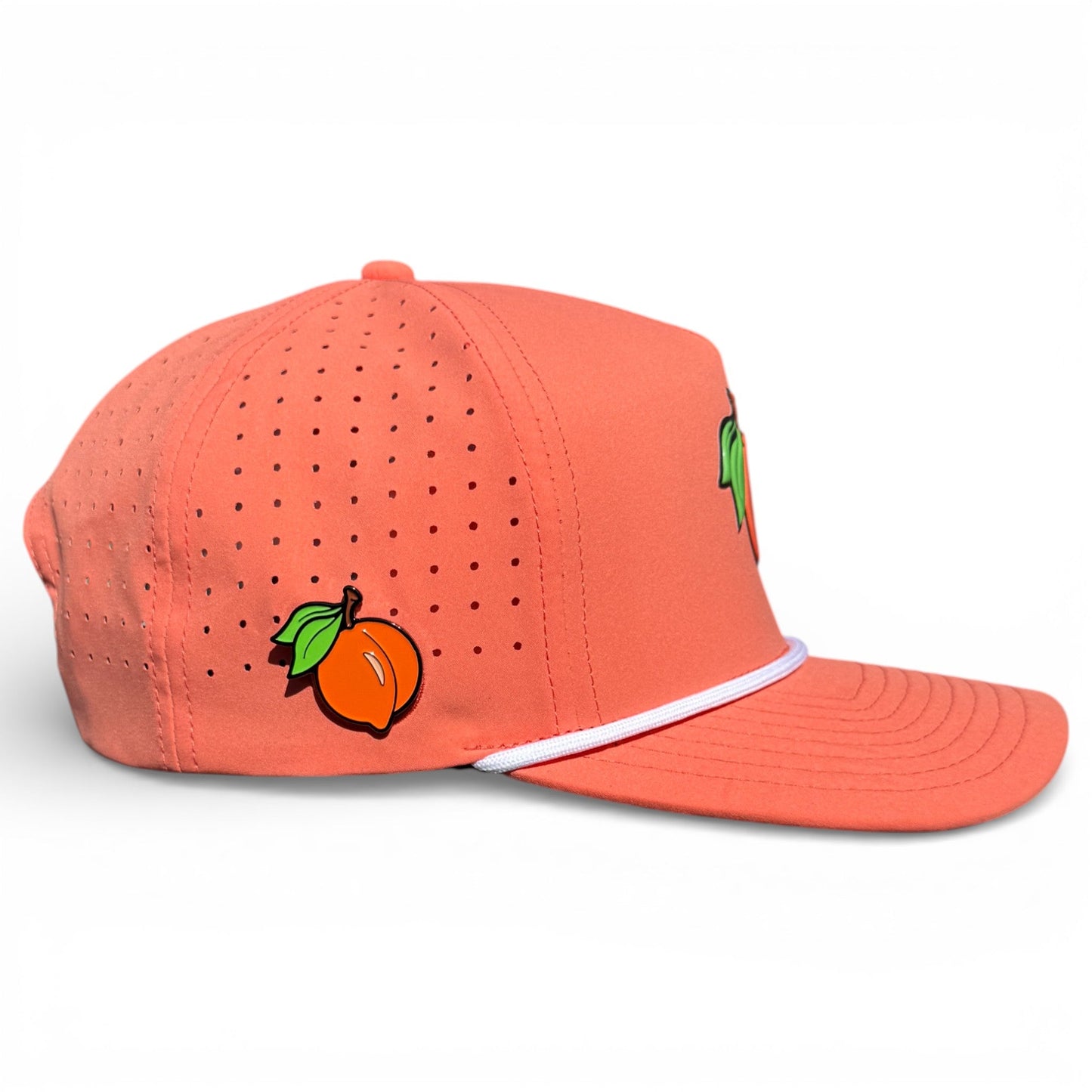 Just Peachy Golf Hat | Snapback Cap | Built-in Magnetic Ball Marker Holder + Marker Included | Adjustable Peach