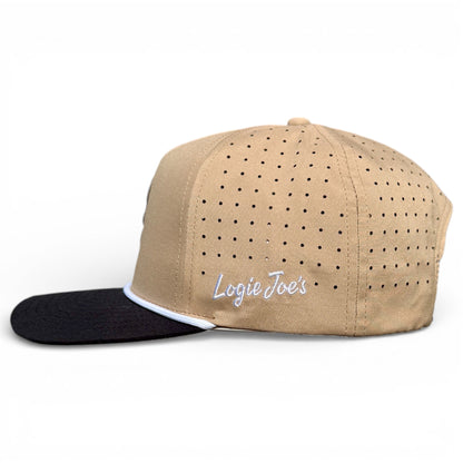 Hunting Birdies Golf Hat | Snapback Cap | Built-in Magnetic Ball Marker Holder + Marker Included | Adjustable Tan & Black