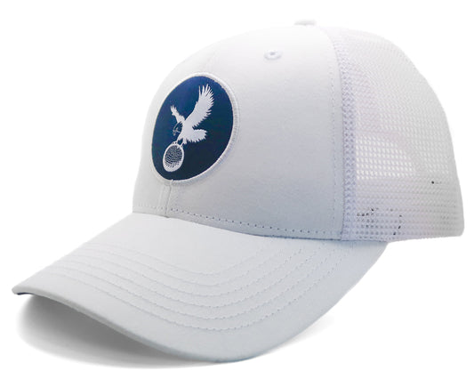 Trucker Hat - White/White w/ Navy Icon