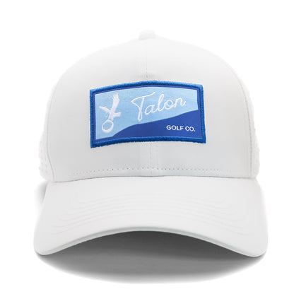 "Fade to Blue" White Talon Performance Hat w/ Split Logo