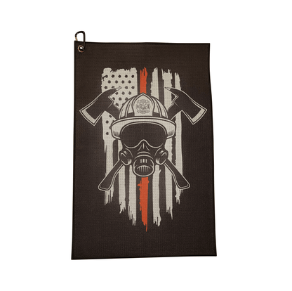 Firefighter Helmet Microfiber Golf Towel - Golf Towel Gift with Bag Clip
