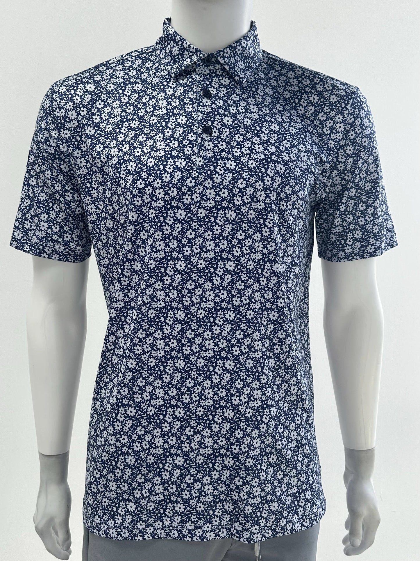 Navy Floral Performance Polo