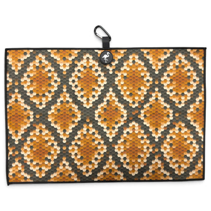 Real Snake Skin Golf Towel | 24” x 16” Microfiber Towel | Magnetic Clip & Carabiner | Premium Golf Accessory