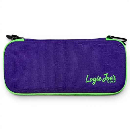 Purple/Green Golf Accessory Case | Zippered Organizer for Ball Markers, Tees, Divot Tools & Glove | Portable Golf Storage Case | Hard Shell Travel Case for Golf Accessories