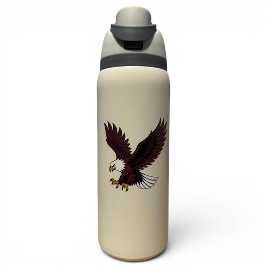 Hydration Bottle – Eagle | 32oz Insulated Stainless Steel | Flip Straw Lid w/ Handle