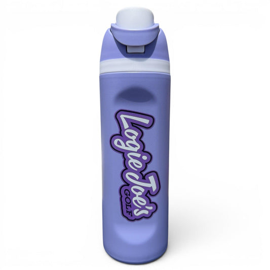 Purple Script Logie Joe's Hydration Bottle | 24oz Insulated Stainless Steel | Flip Straw Lid w/ Handle