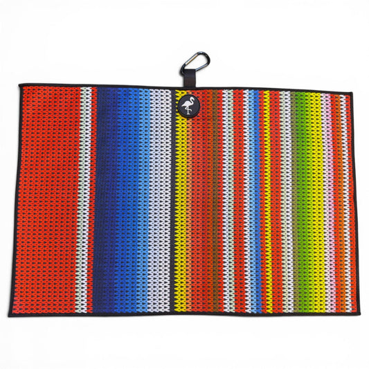 Fiesta Stripe Golf Towel | 24” x 16” Microfiber Towel | Magnetic Clip & Carabiner | Premium Golf Accessory