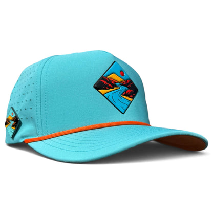 Canyon Golf Hat | Snapback Cap | Built-in Magnetic Ball Marker Holder + Marker Included | Adjustable Teal Adventure