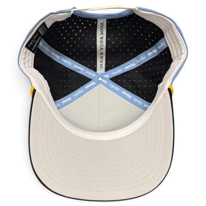 Fore the Boys Golf Hat | Snapback Cap | Built-in Magnetic Ball Marker Holder + Marker Included | Adjustable Blonde Light Blue