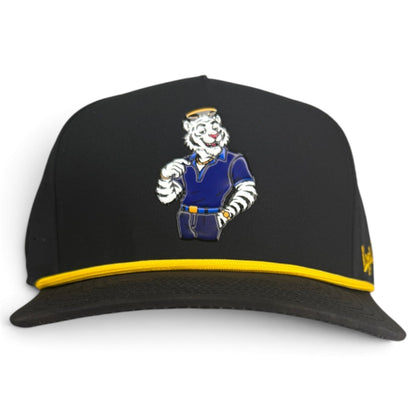 Saintly Tiger Golf Hat | Snapback Cap | Built-in Magnetic Ball Marker Holder + Marker Included | Adjustable White Tiger