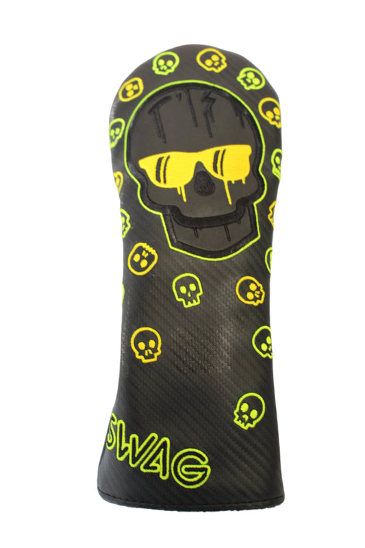 Swag Golf - Melted (Drip) Skull Black & Volt Green Fairway Wood Headcover *opened, no bag* - GOLF LEAGUE