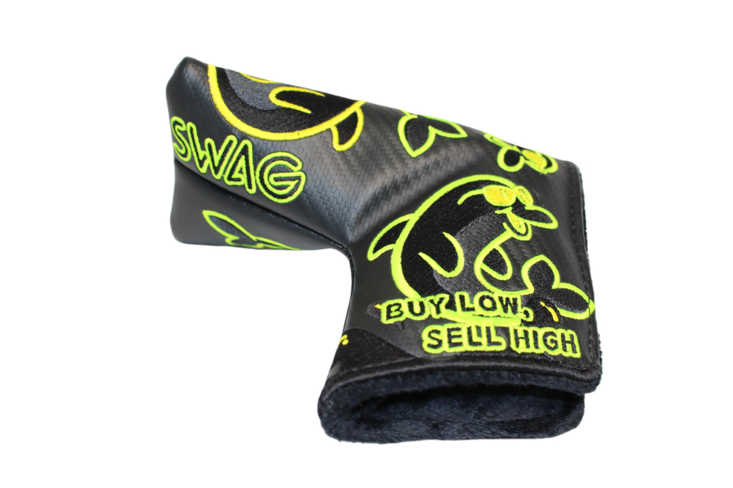 Swag Golf - Flipper Yellow Buy Low Sell High *opened, no bag* Blade Putter Headcover - GOLF LEAGUE